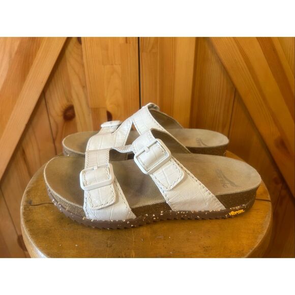 DANSKO White Slide Leather Sandals Vibram Cork Sole Size EU 37 US 6.5-7 - Picture 3 of 8